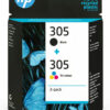 HP 305 Πακέτο 2 Μελανιών Εκτυπωτή InkJet Πολλαπλό (Color) / Μαύρο (6ZD17AE)