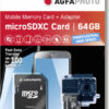 AgfaPhoto microSDXC 64GB U3 V30 + SD Adapter