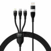 Baseus Flash Series II Braided USB to micro USB / Type-C / Lightning Cable Μαύρο 1.2m (CASS030101)