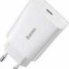 Baseus Φορτιστής Χωρίς Καλώδιο με Θύρα USB-C 20W Power Delivery Λευκός (CCFS-SN02)