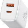 Baseus CCXJ-B02 Φορτιστής Χωρίς Καλώδιο με Θύρα USB-A και Θύρα USB-C 20W Power Delivery / Quick Charge 3.0 Λευκός (Compact)