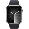 Apple Watch Series 9 MRMV3QF/A Cellular Stainless Steel 45mm Αδιάβροχο με eSIM και Παλμογράφο (Graphite με Midnight Sport Band (S/M))