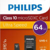 Philips microSDXC 64GB Class 10 + SD Adapter