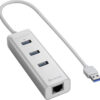 Sharkoon 3-Port USB 3.0 Aluminium Hub & RJ45 Adapter Silver