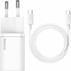 Baseus TZCCSUP-L02 Φορτιστής με Θύρα USB-C και Καλώδιο USB-C - USB-C 25W Λευκός (Super Si)