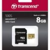 Transcend 500S microSDHC 8GB Class 10 + SD Adapter