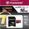 Transcend Ultimate 600x microSDHC 16GB U1 + SD Adapter