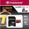 Transcend Ultimate 600x microSDHC 8GB U1 + SD Adapter