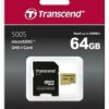 Transcend 500S microSDXC 64GB Class 10 U3 V30 + SD Adapter