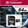 Transcend Premium 400x microSDXC 64GB U1 + SD Adapter