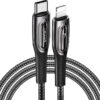 Usams Braided USB 2.0 Cable USB-C male - Lightning Black 1.2m (SJ496USB01)